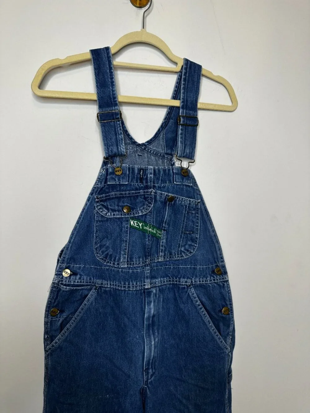 Vintage Key Imperial Denim Bib Overalls Blue Workwear Men's 30x30